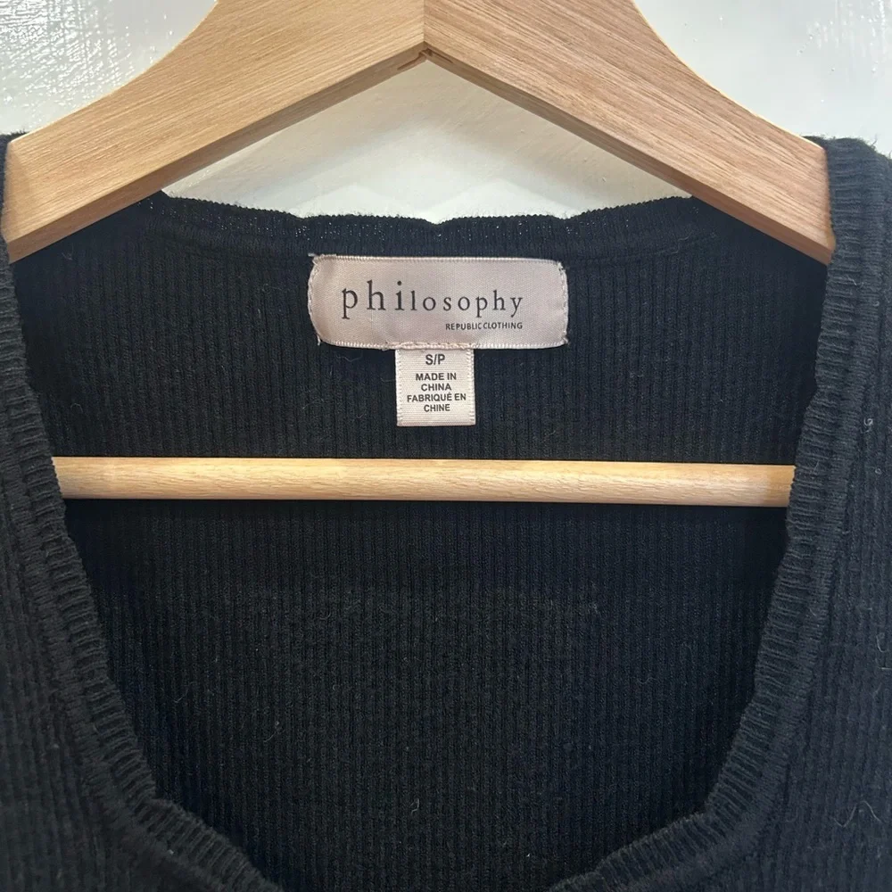 Philosophy Republic Sweetheart Neck Sleeveless ribbed black tank top - Picture 4 of 4